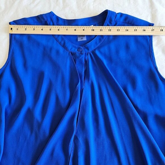 Bianca Nygard Top Womens 2X Blue Sleeveless Button Up Flowy Assymetric Hem Boho - Picture 9 of 14